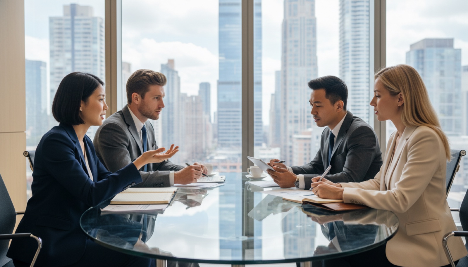 The advisory team in session with a client