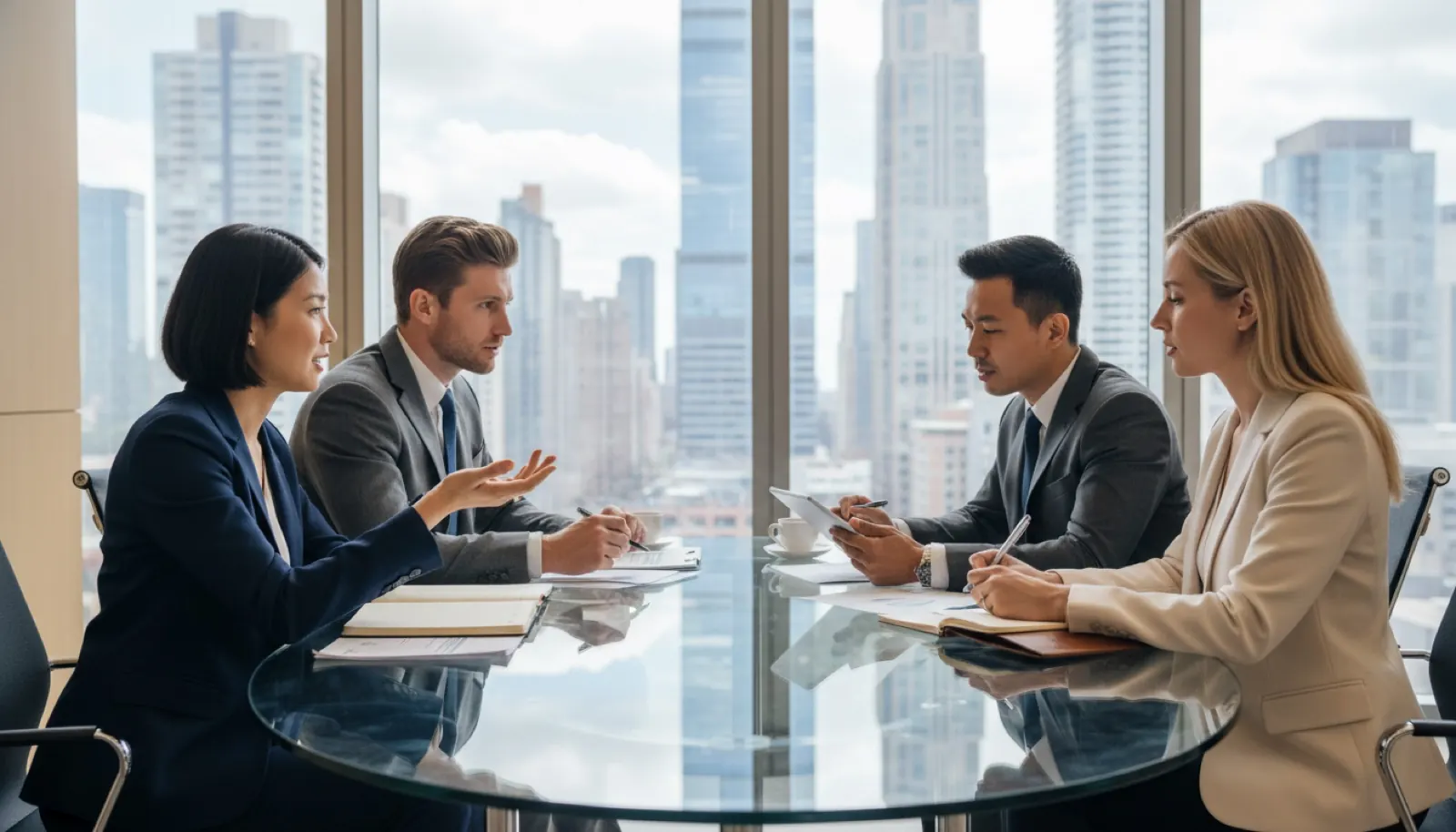 The advisory team in session with a client